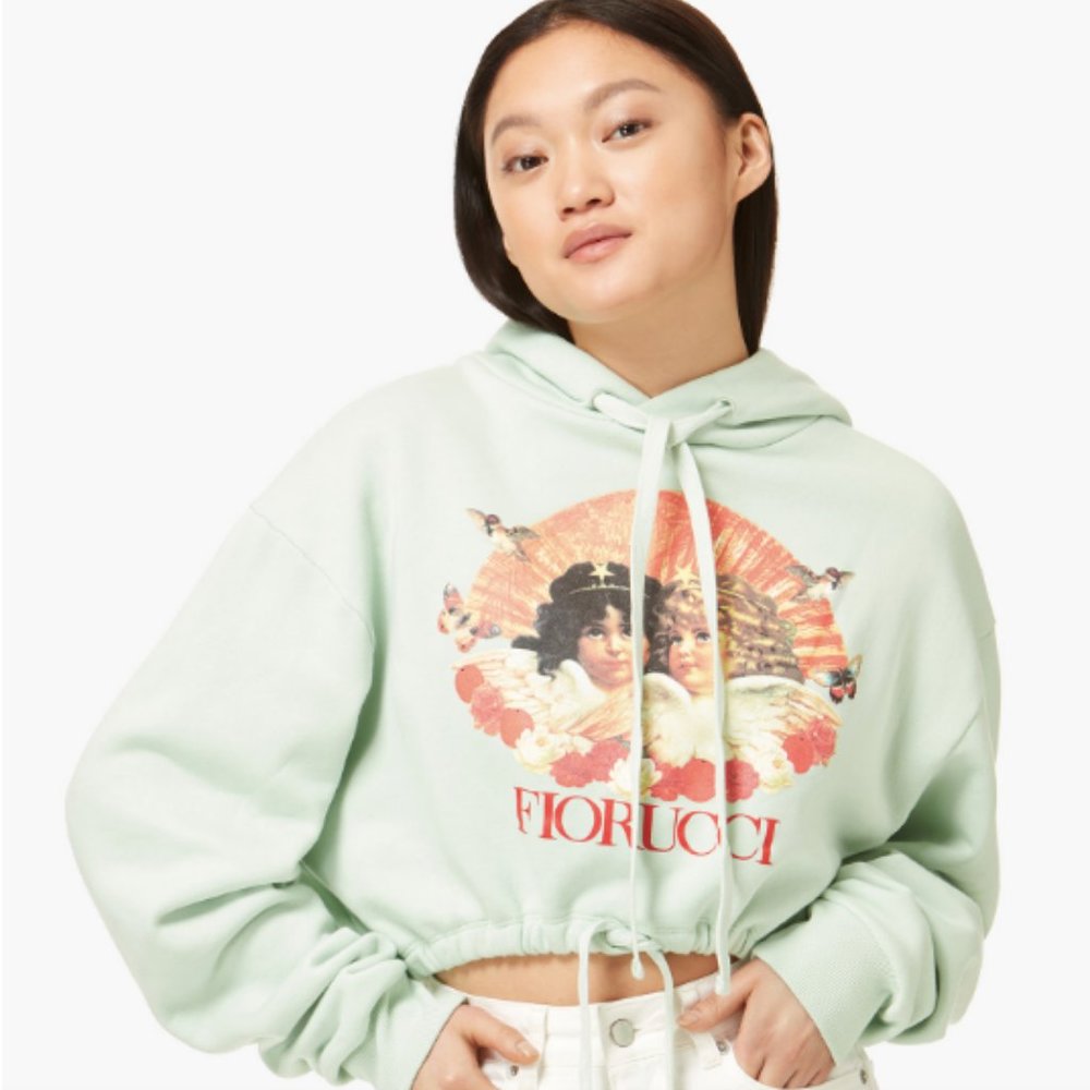 Fiorucci Lunar Capsule Crop Angels Hoodie Mint Green